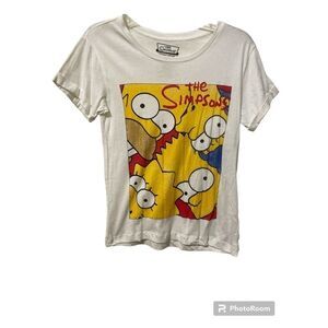 The Simpsons Family T-Shirt White 100% Soft Cotton Size Small